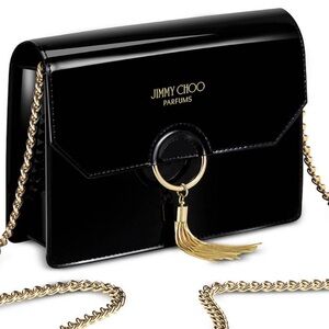 NWT Jimmy Choo Parfum Evening Crossbody Small Bag in Patent Black Color